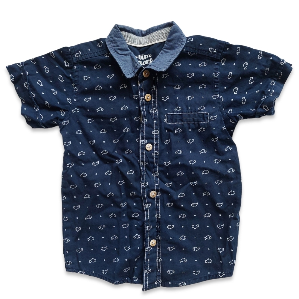 Baby Colors - Boy's Navy Blue Button Down Shirt Size 2